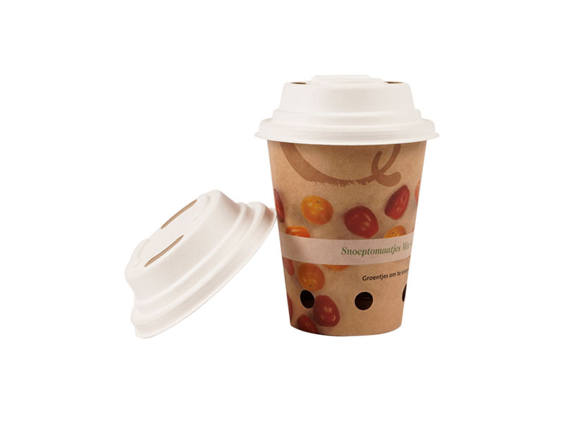 Zero Waste Eco Friendly Disposable Compostable Biodegradable Paper Pulp Cold Cup Lid Cover